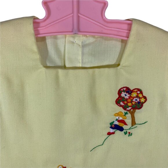 Vintage Handmade Pastel Yellow Embroidered Retro A-Line Dress - Picture 6 of 6